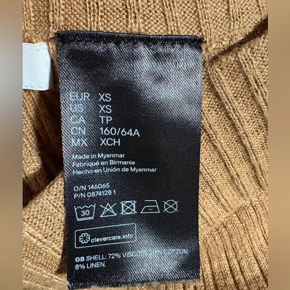 H&M Flare Leg Leggings Womens Sz XS Stretch Pull-On Brown Stretch Linen Blend